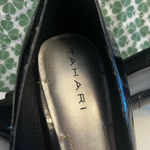 New Womans Open Toed Black Patent Leather Shoes - Picture 2 of 6